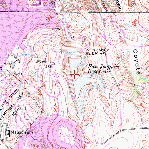Topographic Map of San Joaquin Reservoir, CA