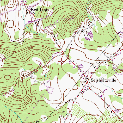 Topographic Map of Mountain Village Mobile Home Park, PA
