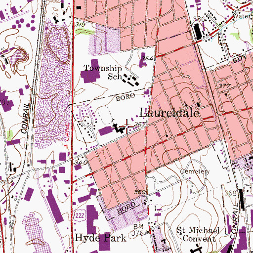 Topographic Map of Muhlenberg Middle School, PA