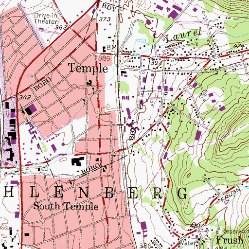 Topographic Map of Muhlenberg Rail Trail, PA