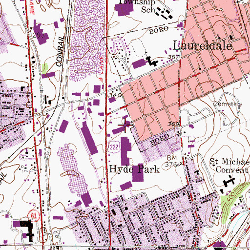 Topographic Map of Muhlenberg Square Shopping Center, PA
