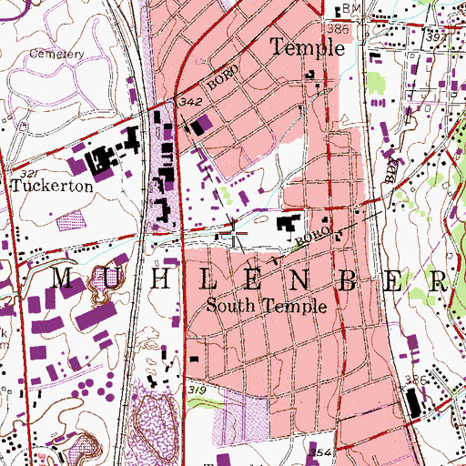 Topographic Map of Muhlenberg Swimming Association Pool, PA
