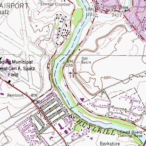Topographic Map of Muhlenberg Township Recreation Building, PA