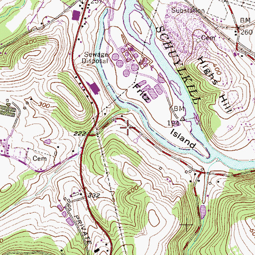 Topographic Map of Nativity of the Blessed Virgin Mary Cemetery, PA