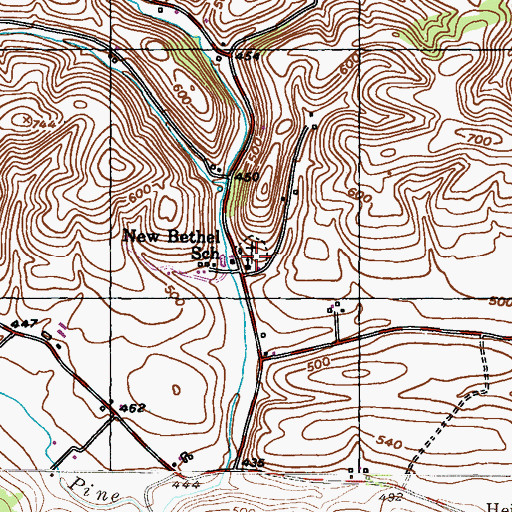 Topographic Map of New Bethel Union Cemetery, PA