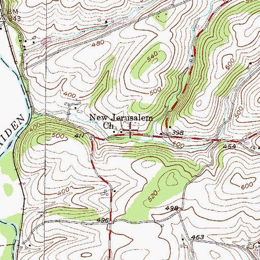 Topographic Map of New Jerusalem Church / Dunkels Church Cemetery, PA