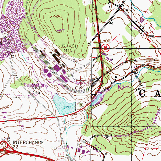 Topographic Map of New Morgan Borough Building, PA