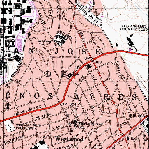 Topographic Map of San Jose De Buenos Ayres, CA