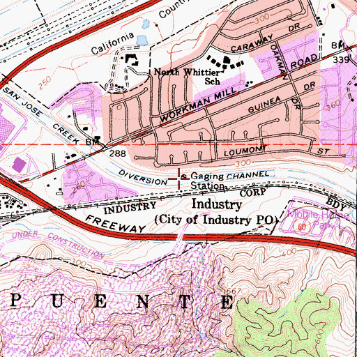 Topographic Map of San Jose Creek Diversion Channel, CA