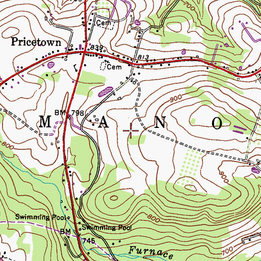Topographic Map of Golden Oaks Country Club, PA
