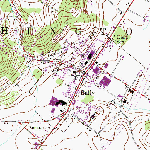 Topographic Map of Eastern Berks Fire Department 97 - 2, PA