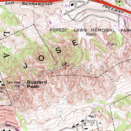 Topographic Map of San Jose Hills, CA