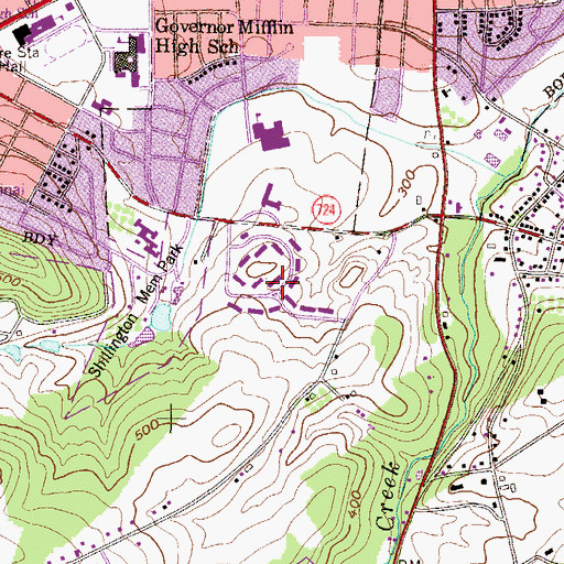 Topographic Map of Governor Mifflin Apartments, PA