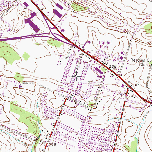 Topographic Map of Green Tree Acres, PA