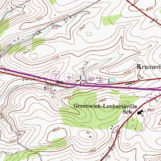 Topographic Map of Greenwich Township Hall, PA