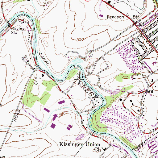 Topographic Map of Grings Mill Recreation Area, PA