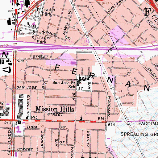 Topographic Map of San Jose Elementary School, CA
