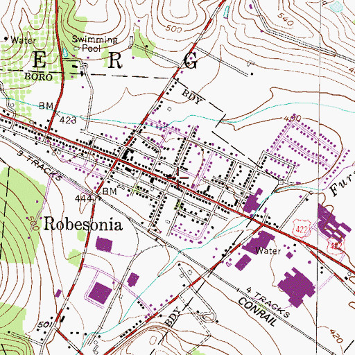 Topographic Map of H. P. Robeson Memorial Park, PA