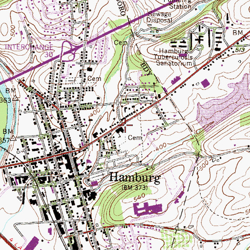 Topographic Map of Hamburg Elementary School, PA