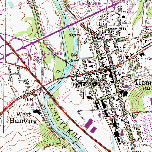 Topographic Map of Hamburg Historical Society, PA
