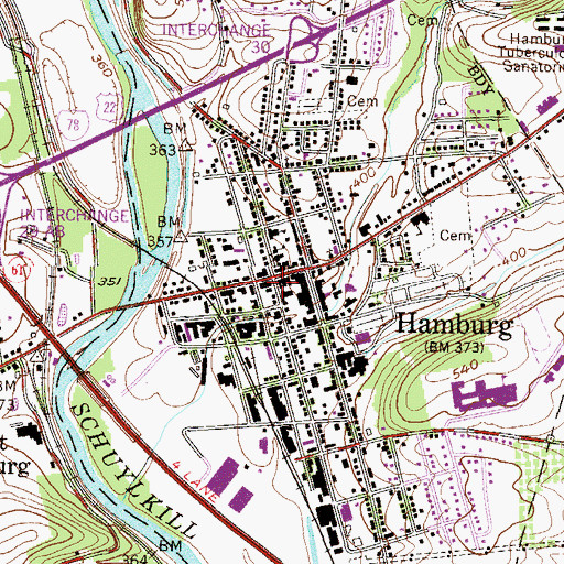 Topographic Map of Hamburg Moose Lodge 523, PA