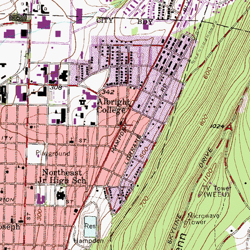 Topographic Map of Hampden Heights, PA