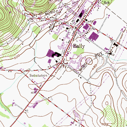 Topographic Map of Hereford Mennonite Cemetery, PA