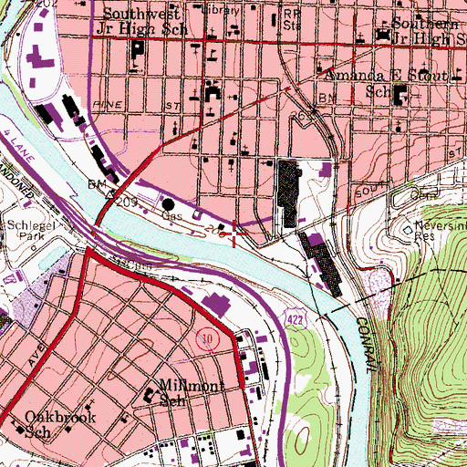 Topographic Map of Heritage Park, PA