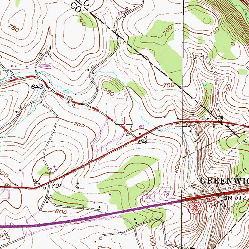 Topographic Map of Highland Estates Mobile Home Park, PA