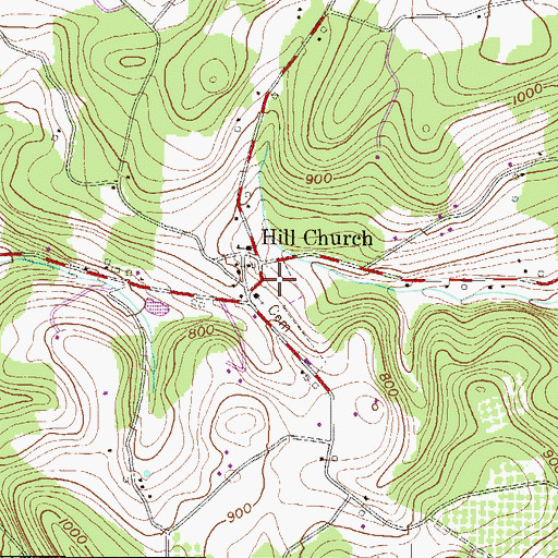 Topographic Map of Hill Church Union Cemetery, PA