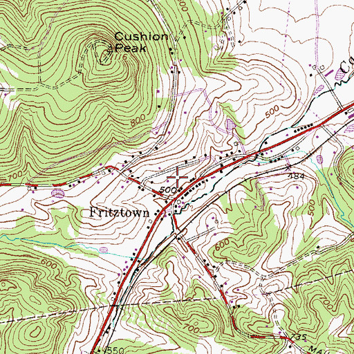 Topographic Map of Hillside Christian Church, PA