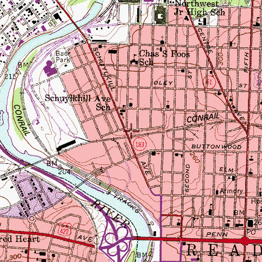 Topographic Map of Holy Rosary Roman Catholic Church, PA