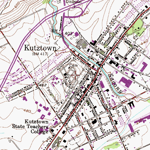 Topographic Map of Hope Cemetery, PA