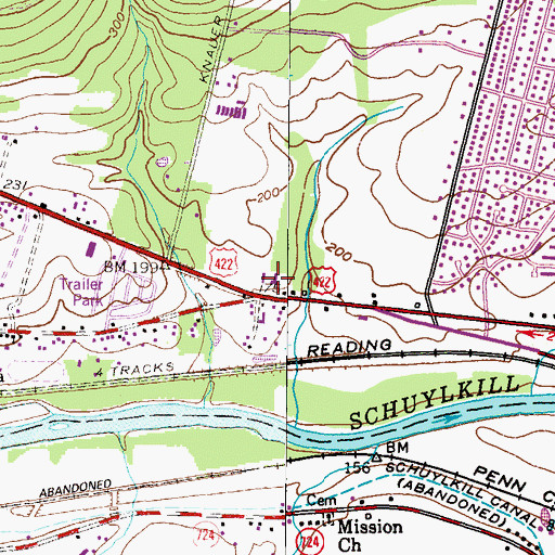 Topographic Map of Hope Church, PA
