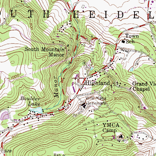 Topographic Map of Huyett Hall, PA