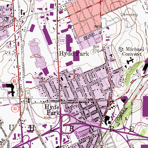 Topographic Map of Hyde Park Playground, PA