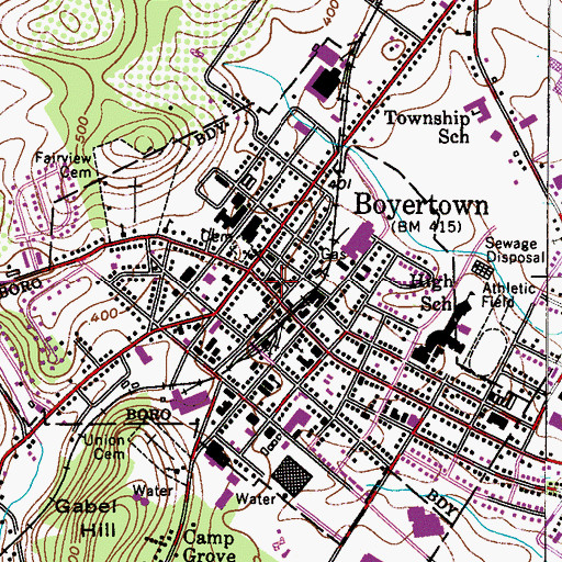 Topographic Map of I O O F Hall, PA
