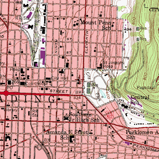 Topographic Map of Iglesia Hermanso Unidos en Christo Church, PA