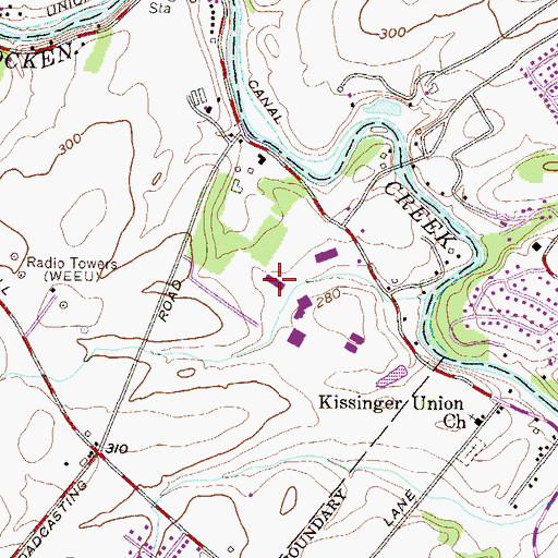 Topographic Map of Information Commons at the Thun Library, PA