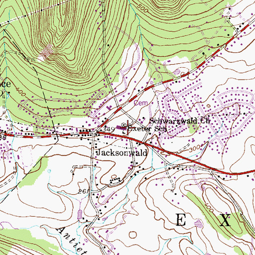 Topographic Map of Jacksonwald Elementary School, PA