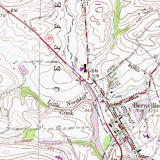 Topographic Map of Jefferson Park, PA
