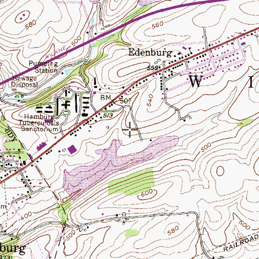 Topographic Map of Kaercher Creek Park, PA