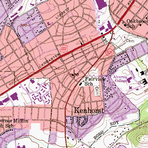 Topographic Map of Kenhorst Borough Garage, PA