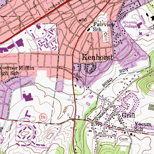 Topographic Map of Kenhorst Family Medical Center, PA