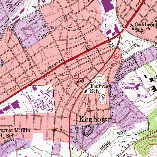 Topographic Map of Kenhorst Volunteer Fire Company Station 69, PA
