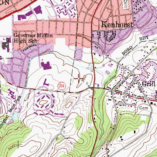 Topographic Map of Kenhorst Plaza, PA