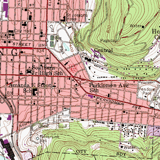 Topographic Map of Kesher Zion Synagogue, PA
