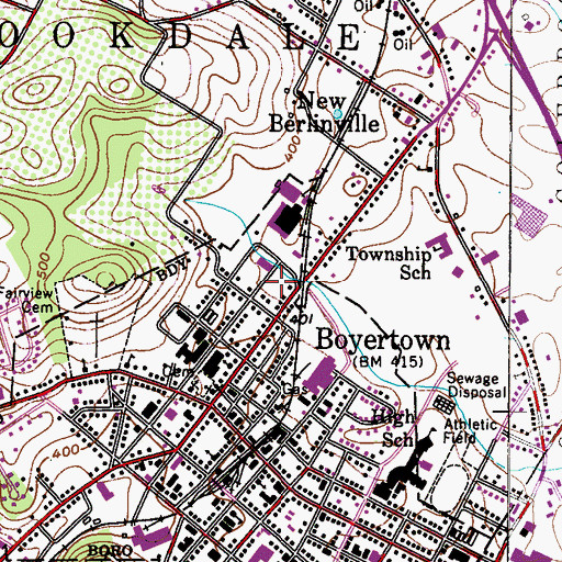Topographic Map of Boyertown Area Fire and Rescue Station 95 - 2, PA