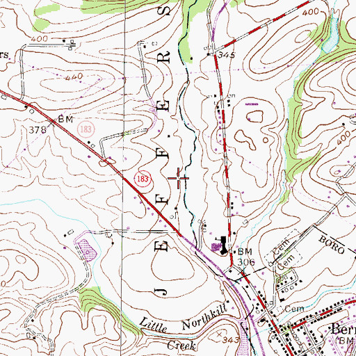 Topographic Map of Kisslings Field, PA