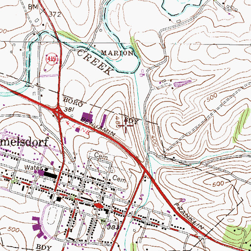Topographic Map of Summit View, PA